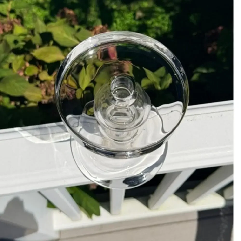 Pottery Barn Glass Sphere Medium Pillar Candle Holder Clear Glass